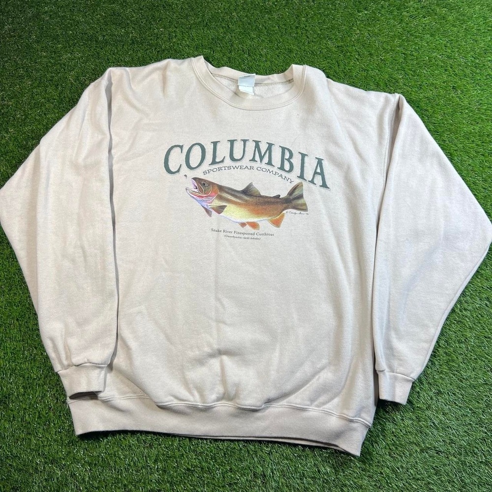 Columbia 90s Vintage Snake River Cutthroat Trout Sweatshirt XL Fishing USA Retro